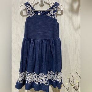 Bonnie Jean Girl Blue Dress With White Lace Size 5